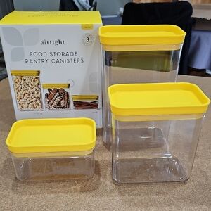 Airtight Food Storage Pantry Canisters - Yellow Lid Set!!!